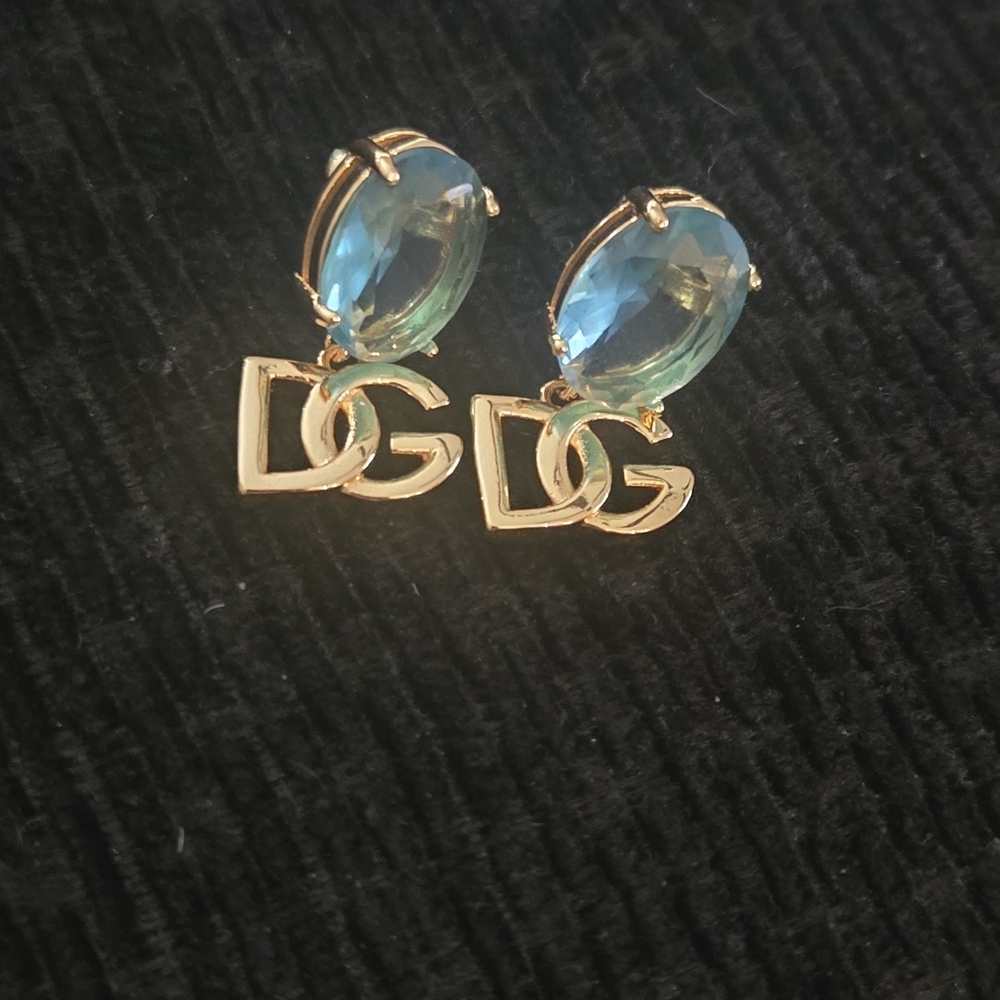 Dolce & Gabana Elegant Gold and Blue Earrings